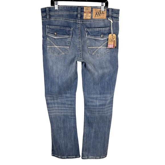 TK Axel NWT Men 36x32 Slim Boot Stretch Jeans Denim Back Flap Deco 5 Pockets - Picture 3 of 13